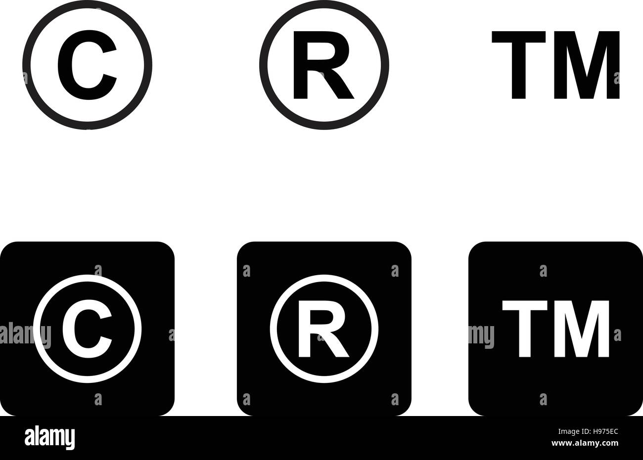 Copyright marchio set di icone Illustrazione Vettoriale