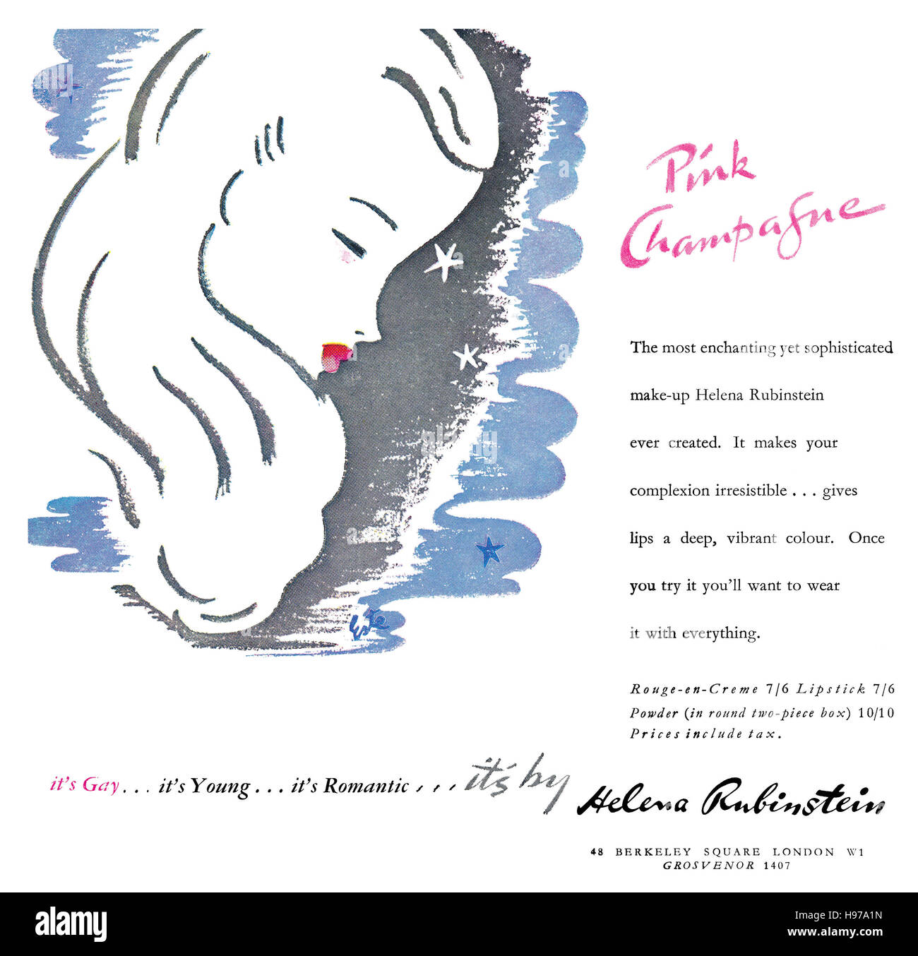 1946 British pubblicità per Helena Rubinstein cosmetici Foto Stock