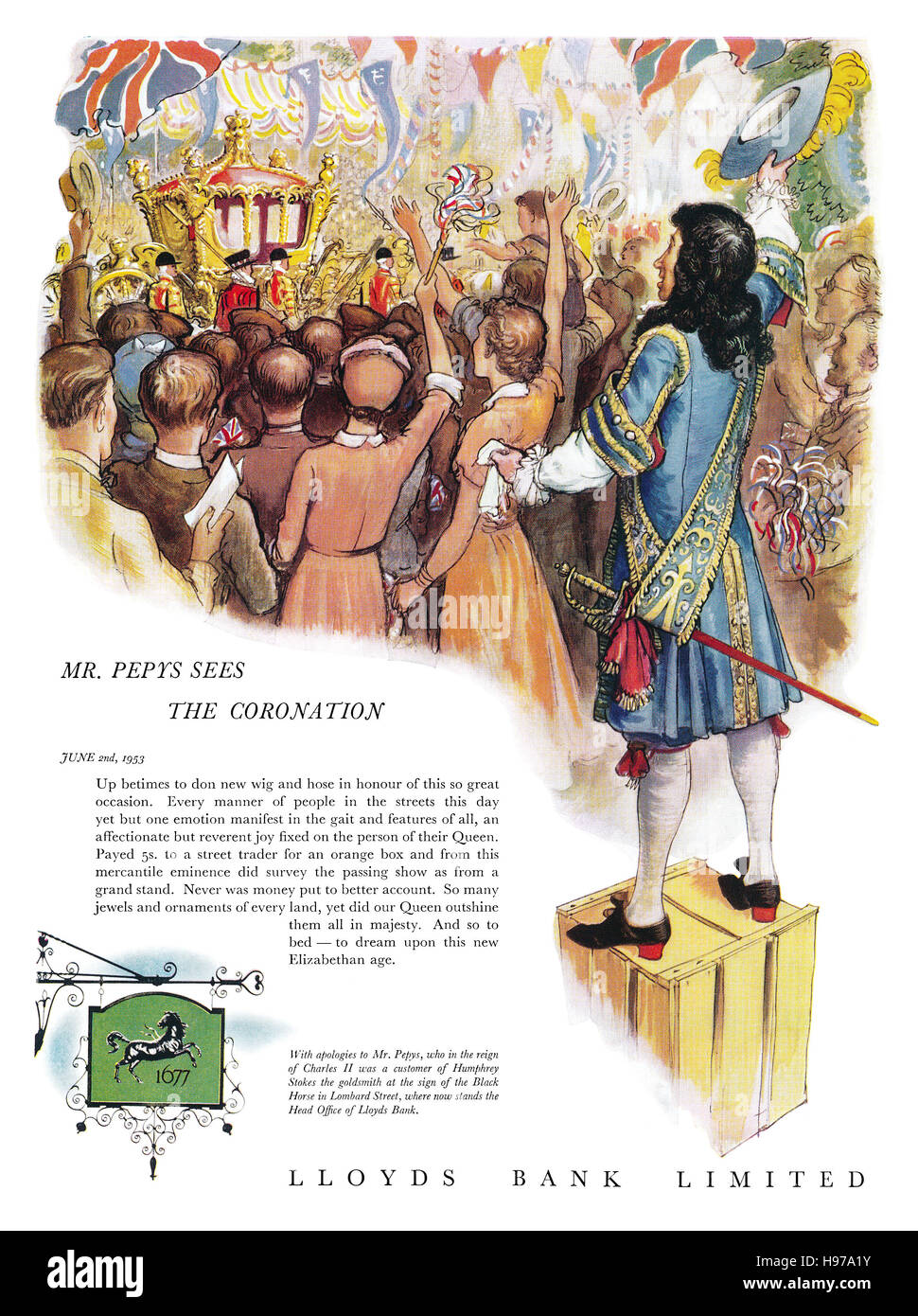1953 British pubblicità per Lloyds Bank Foto Stock