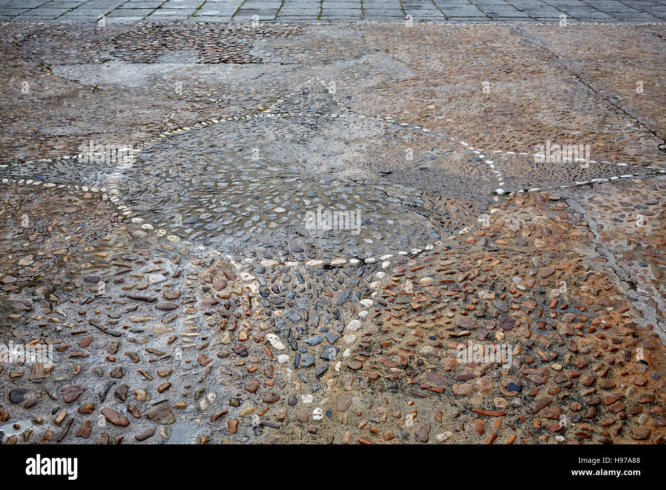 Salamanca in Spagna pietre dettaglio pavimentazione lungo via de la Plata Cammino di Santiago Foto Stock