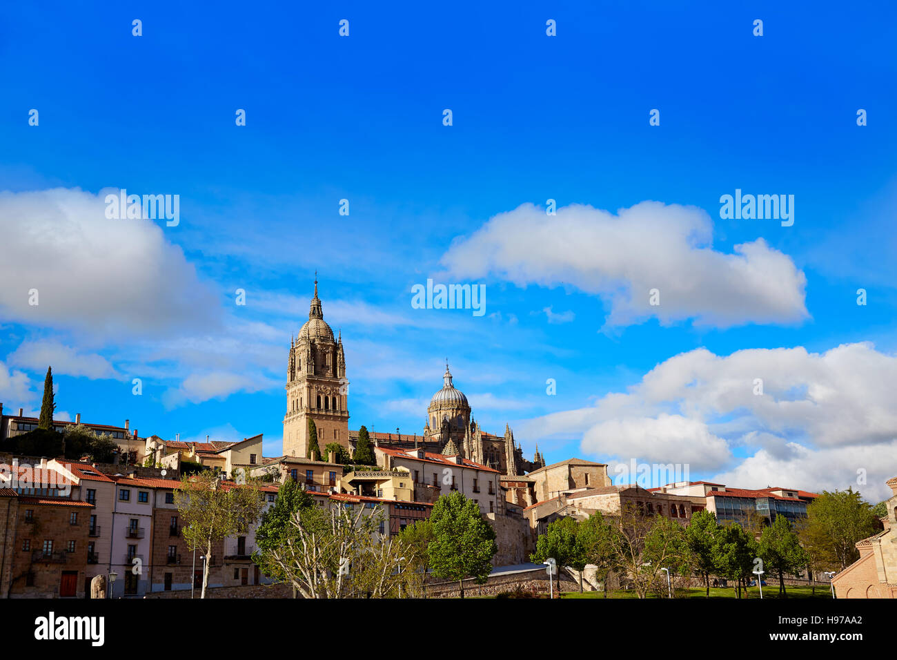 Salamanca skyline e la cattedrale in Spagna Foto Stock