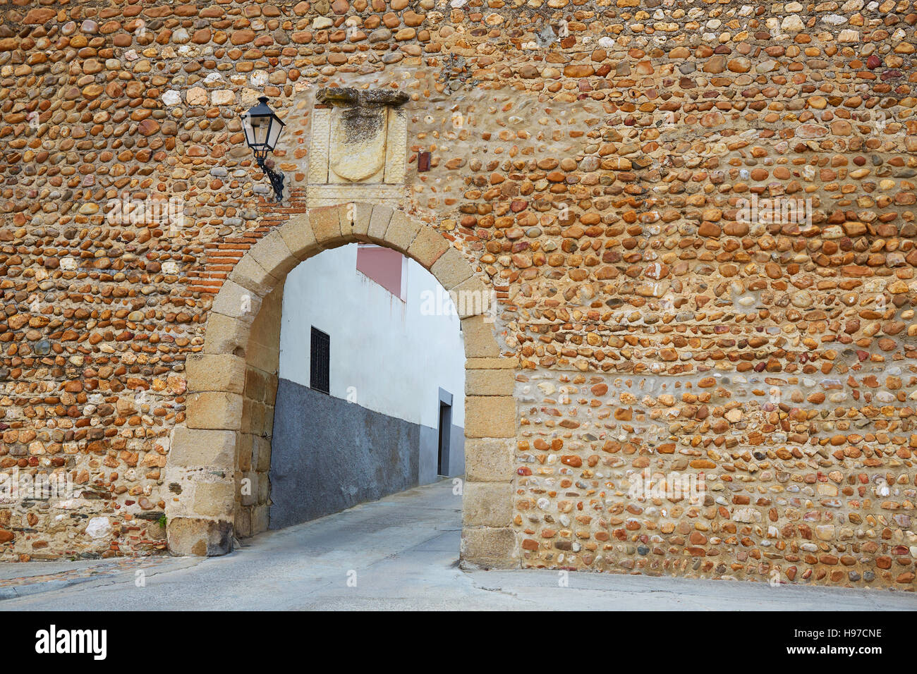 Fortezza di Galisteo a Caceres di Extremadura Spagna dalla Via de la Plata modo Foto Stock