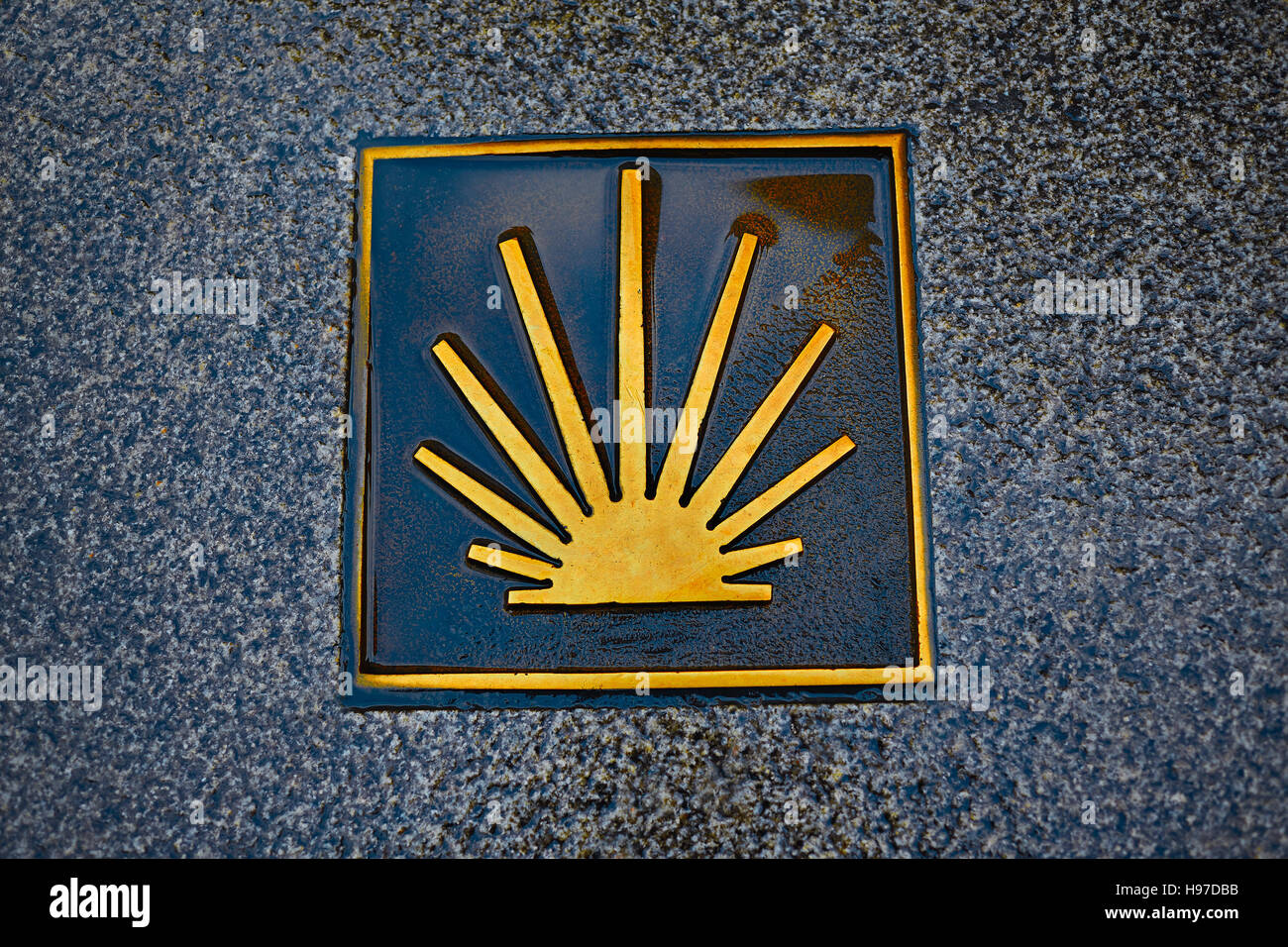 Saint James modo segno di Zamora lungo la Via de la Plata di Spagna Foto Stock