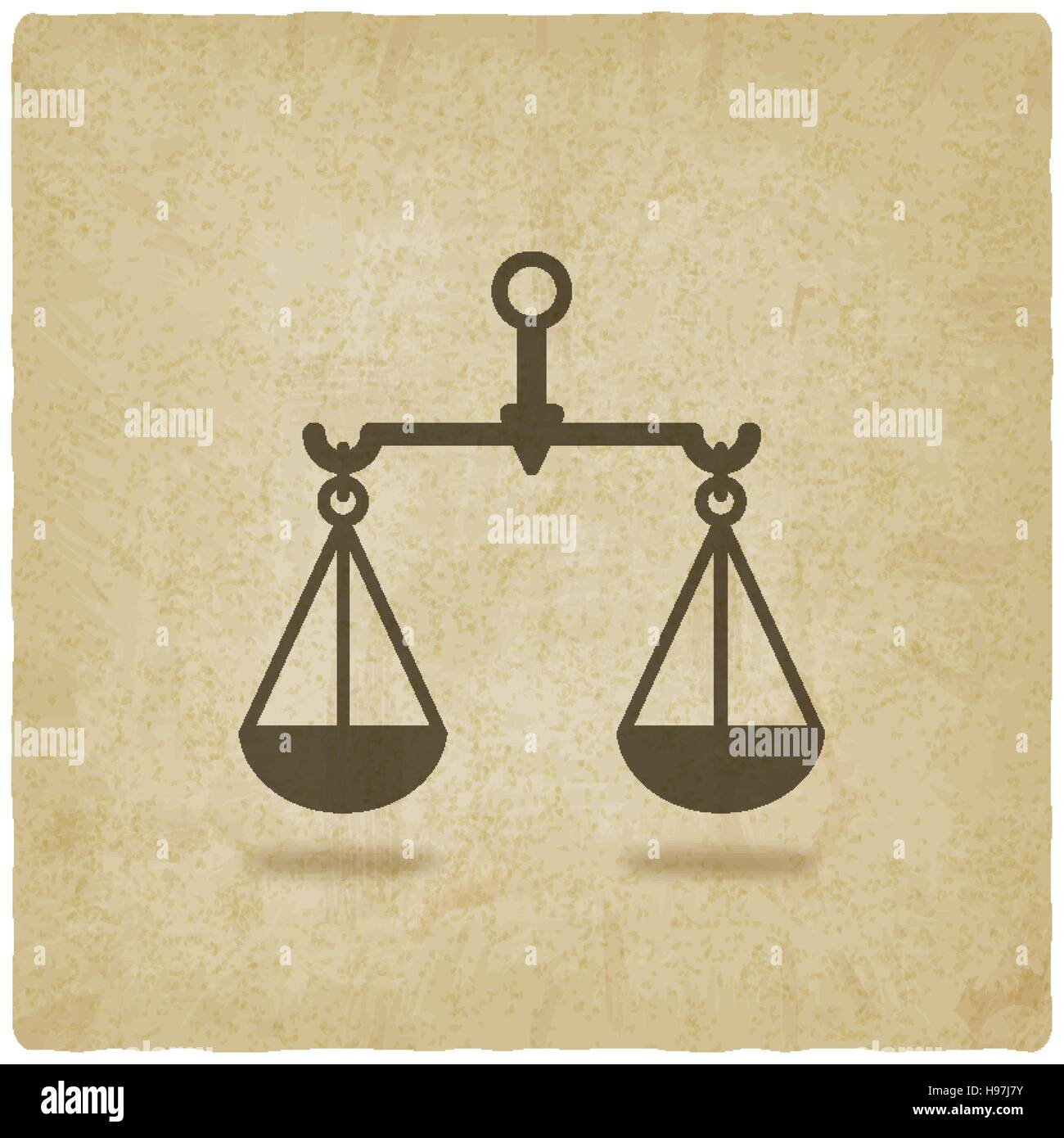 Bilancia simbolo della giustizia vecchia sfondo - illustrazione vettoriale EPS. 10 Illustrazione Vettoriale