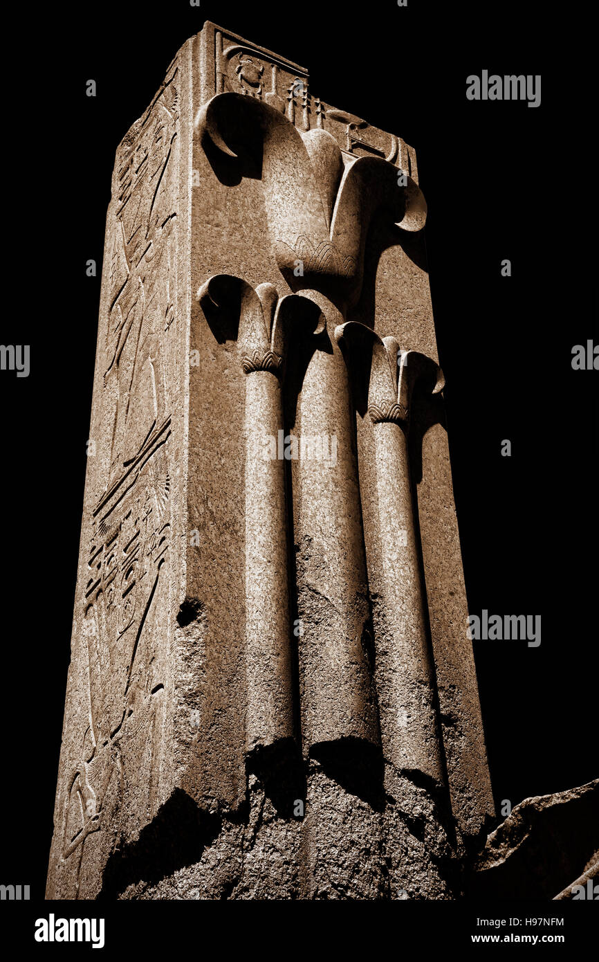 Fiore di loto colonne simbolo del nord di Egitto tempio di Karnak - Luxor Foto Stock