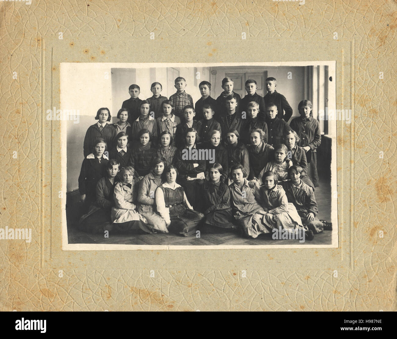 Fotografia del gruppo della scuola di classe, URSS 1928-1930 Leningrado Foto Stock