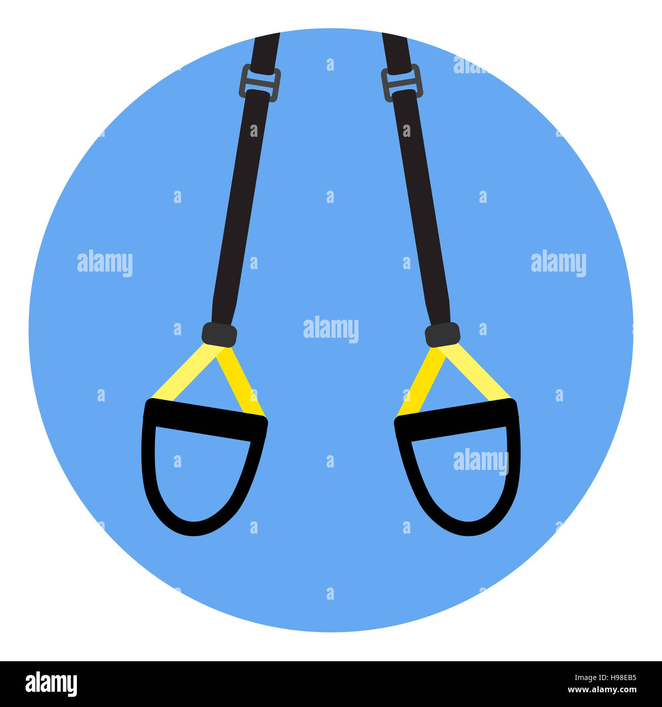 Trx icona piatto emblema. Palestra Fitness workout, esercizio e di formazione incrociata. Illustrazione Vettoriale Foto Stock