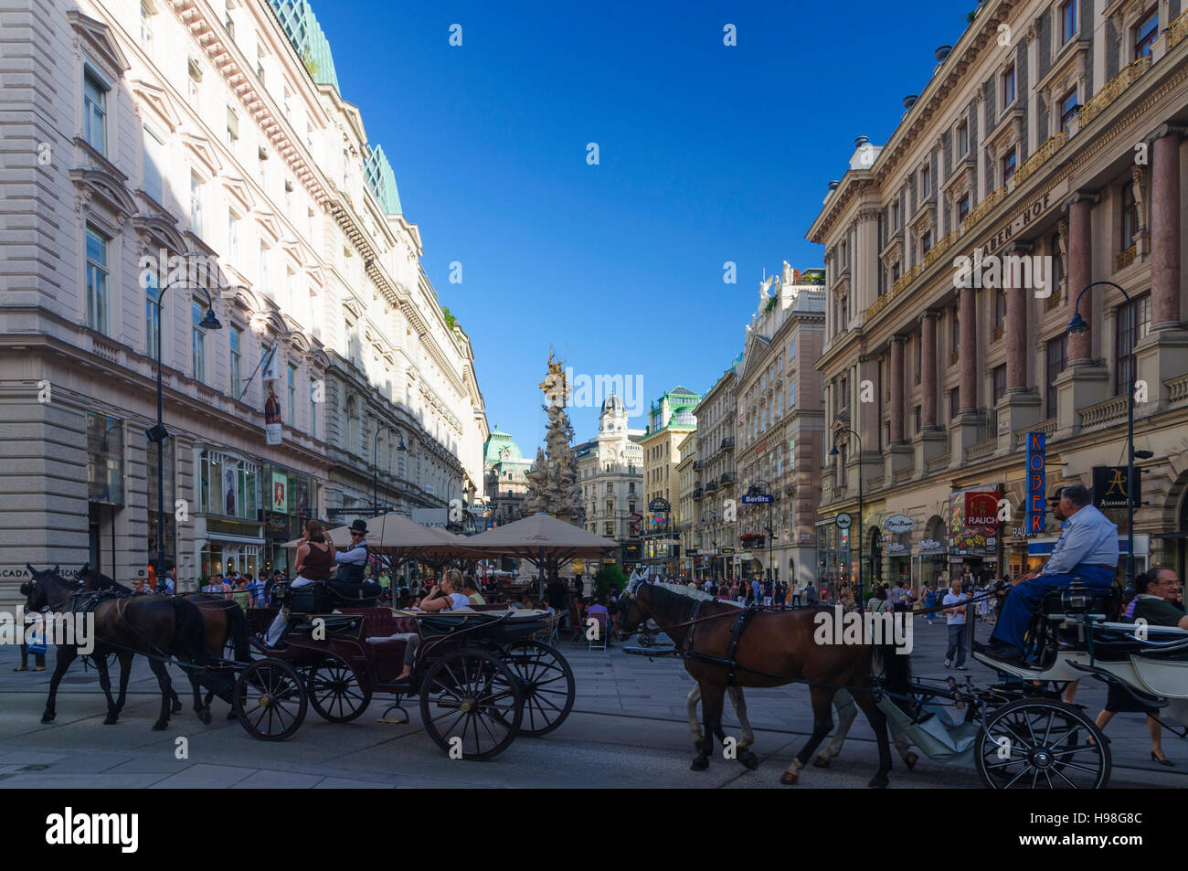 Wien, Vienna: zona pedonale Graben con Fiaker, 01., Wien, Austria Foto Stock