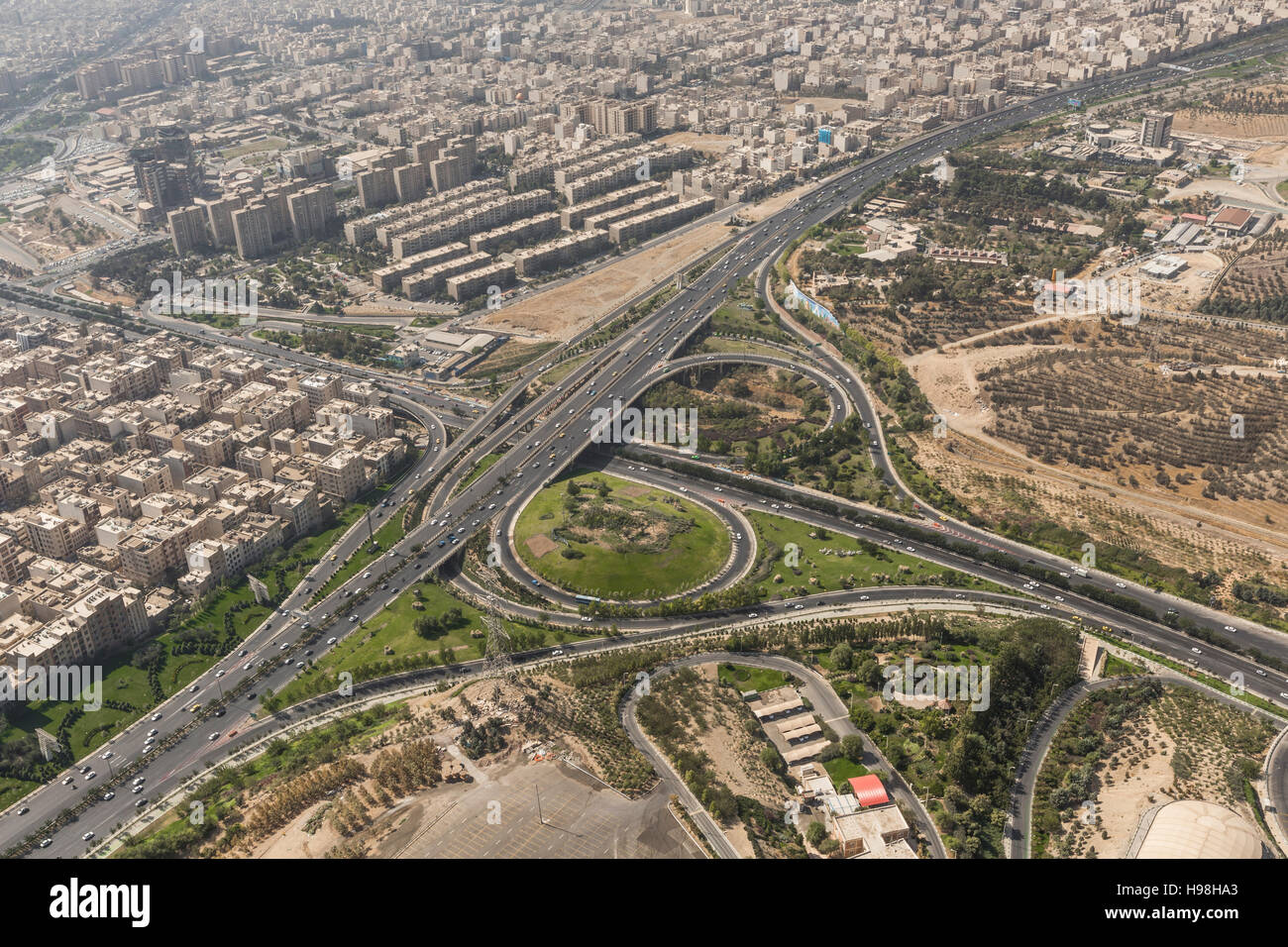 Vista di Tehran dalla torre Azadi - Iran Foto Stock