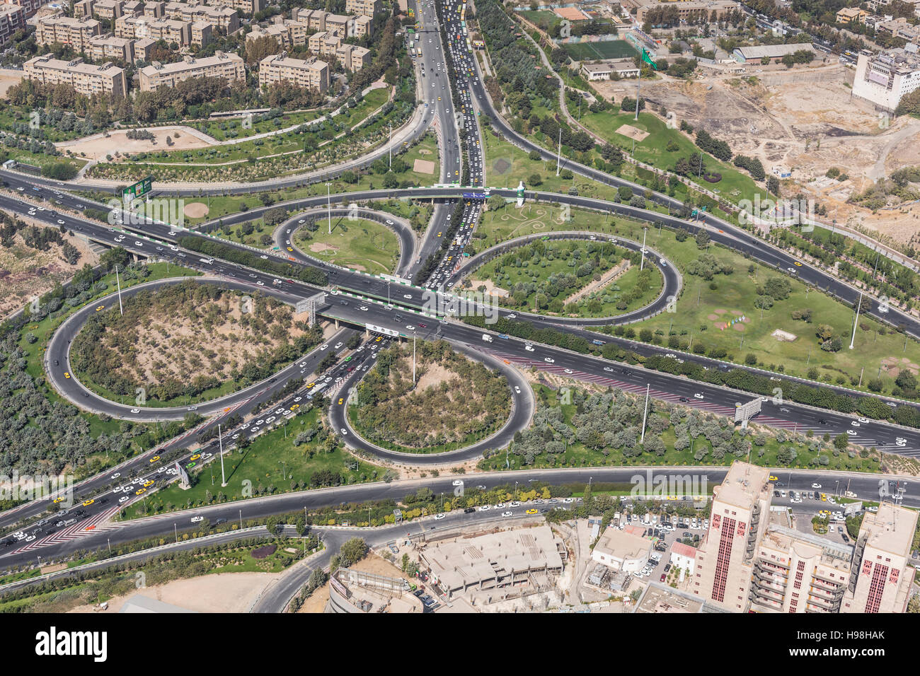 Vista di Tehran dalla torre Azadi - Iran Foto Stock