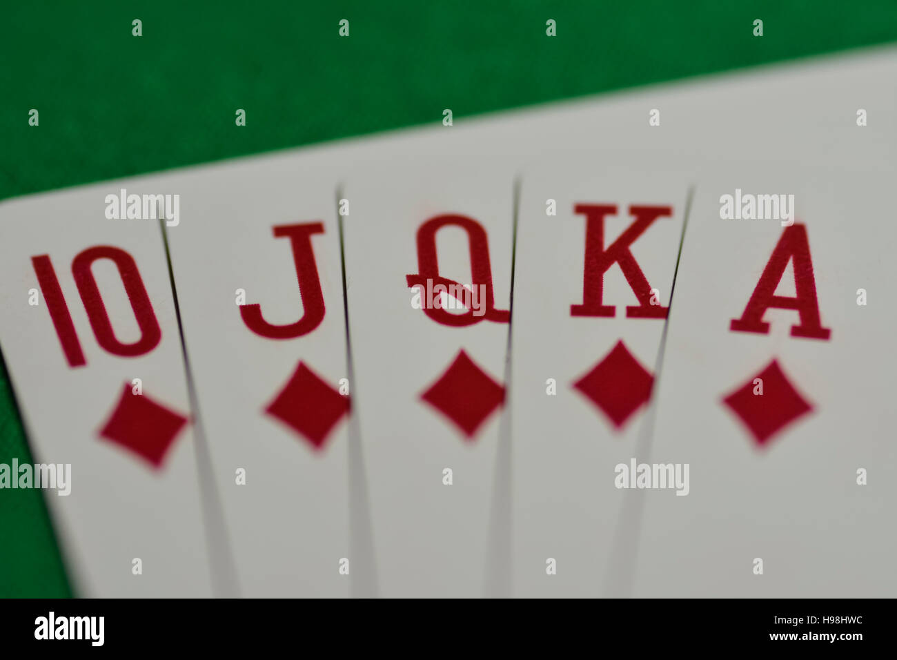 Diamond card, Royal Flush, ace, scommessa, scheda, schede, casinò, chiudere closeup, close-up, a filo, fortune, pieno, gioco d'azzardo, gioco d'azzardo gioco Foto Stock