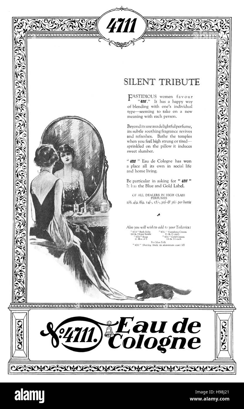 1925 British pubblicità per 4711 Eau De Cologne Foto Stock