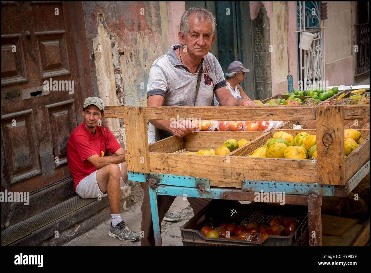 L'Avana, Cuba: produrre il fornitore, mercato, Avana Vecchia Foto Stock