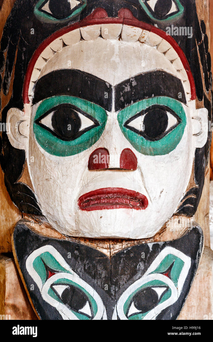 Close up di Native Alaskan Totem Pole Foto Stock