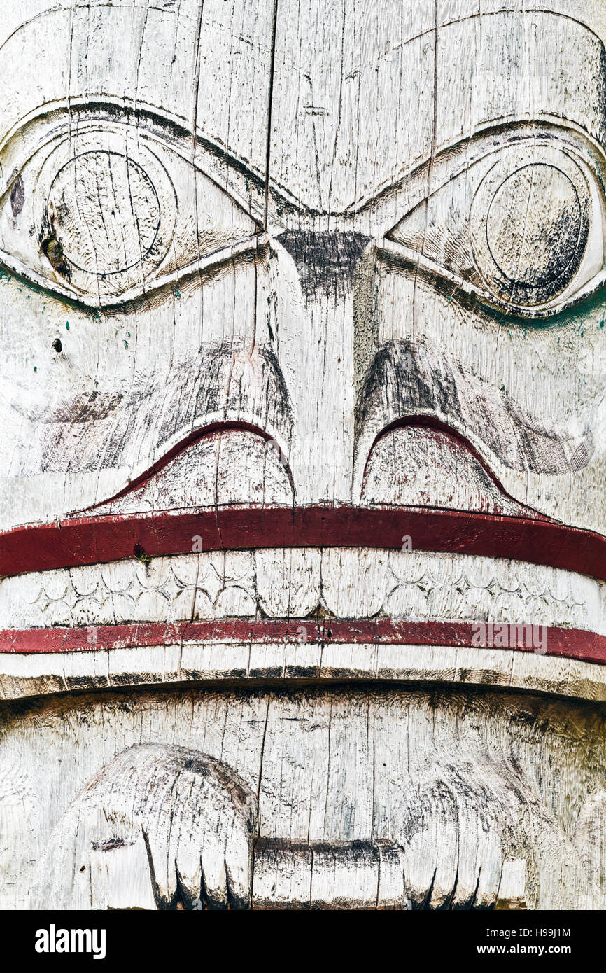 Close up di Native Alaskan Totem Pole Foto Stock