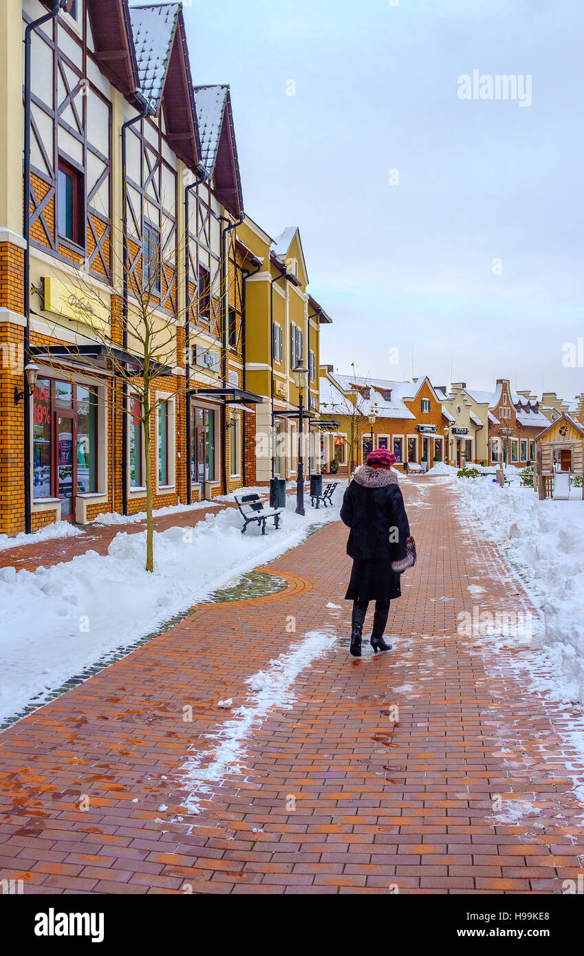 L'Olandese in stile Revival quartiere di uscita è un bel posto per fare shopping e godersi l'architettura, Kiev Foto Stock