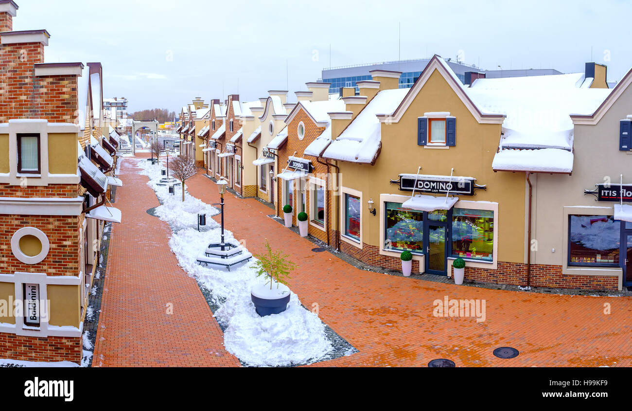 Il grande stile olandese shopping City offre negozi per ogni gusto e prise, Kiev. Foto Stock