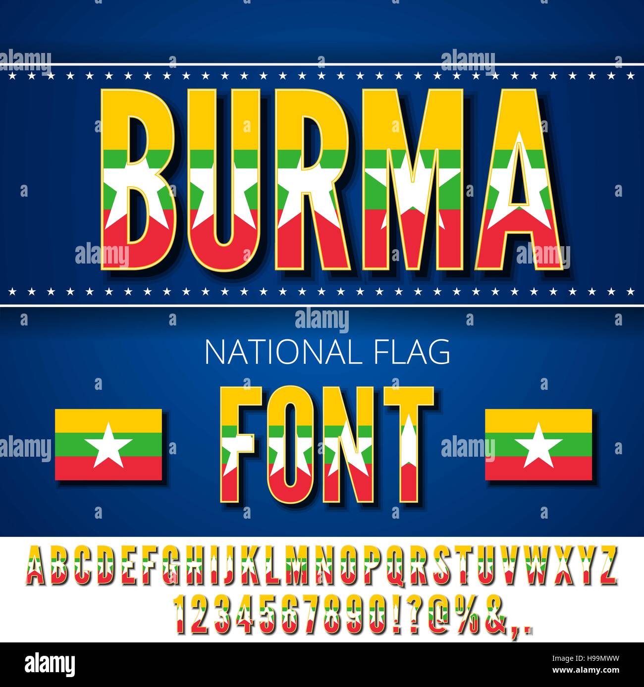 Bandiera nazionale Font Illustrazione Vettoriale