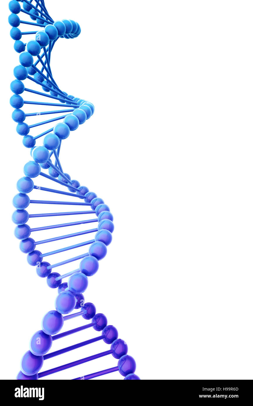 Blue elica di DNA isolato su bianco Foto Stock