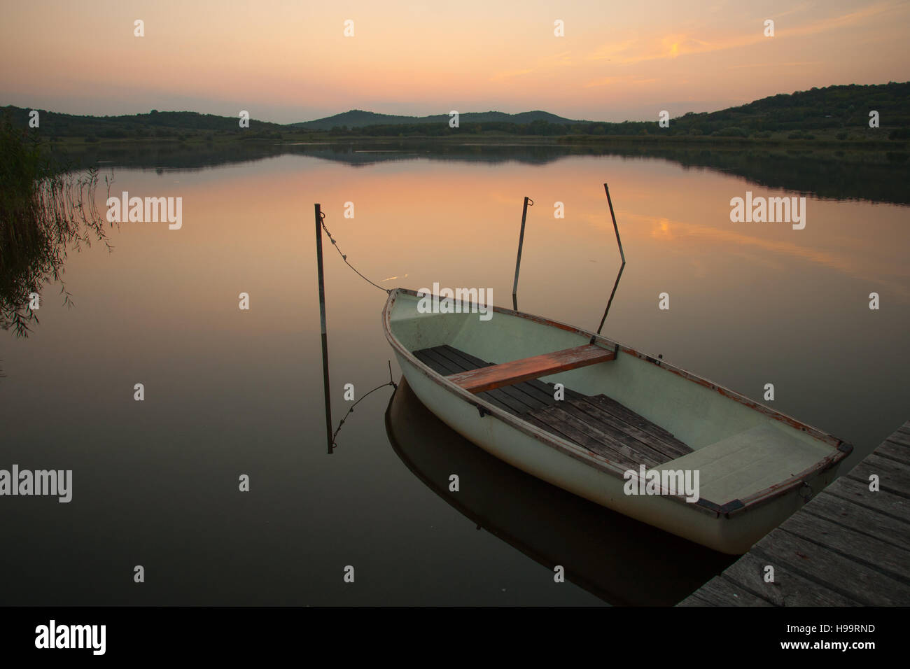 Una barca nel lago interno, Tihany, Ungheria Foto Stock