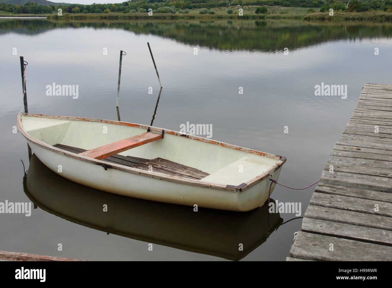 Una barca nel lago interno, Tihany, Ungheria Foto Stock