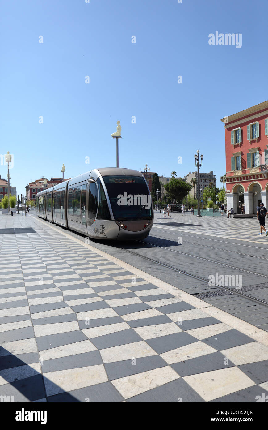 Tram a Nizza Foto Stock