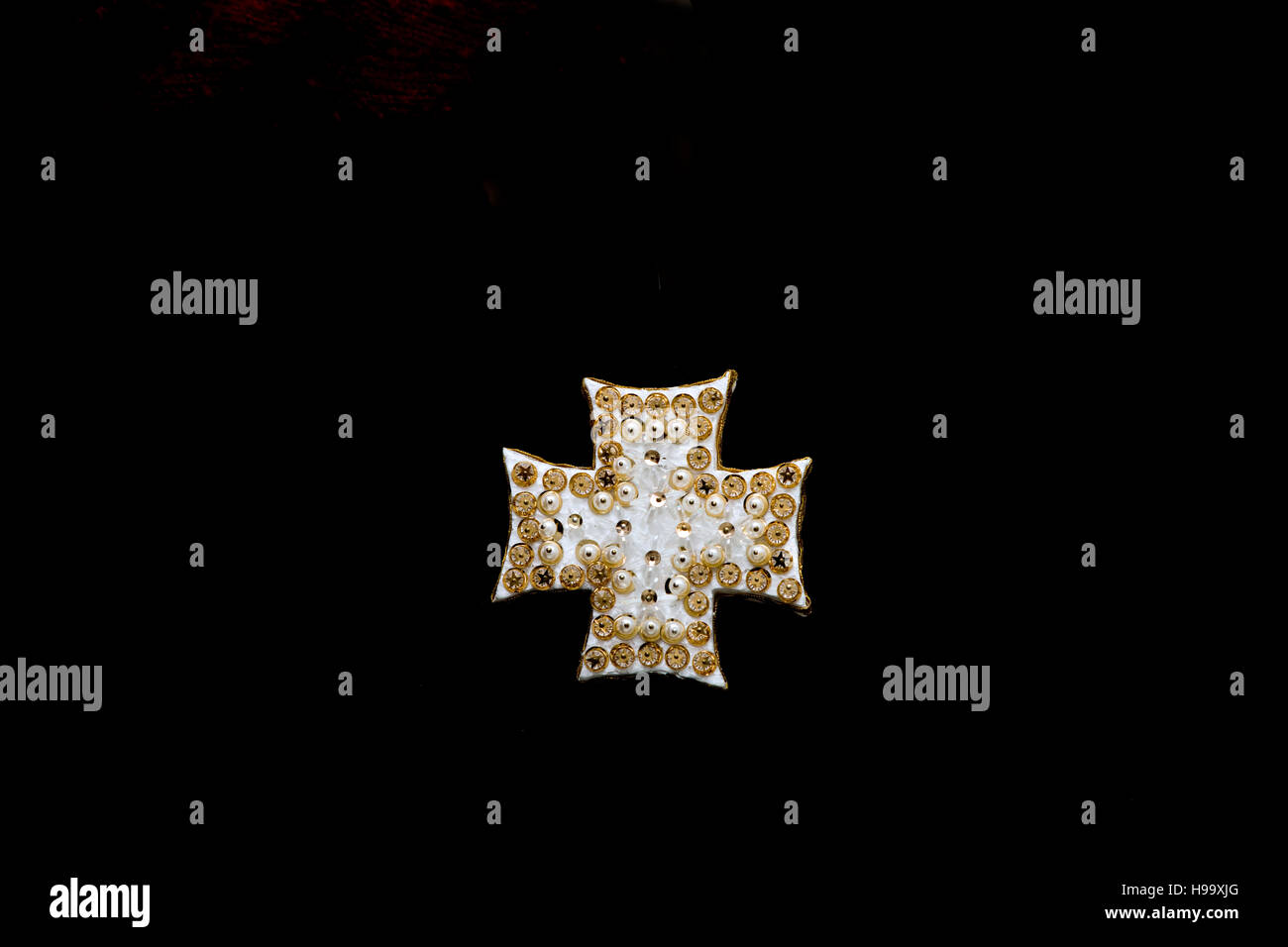 Croce Greca Styrofoam fatti a mano le decorazioni di Natale Foto Stock
