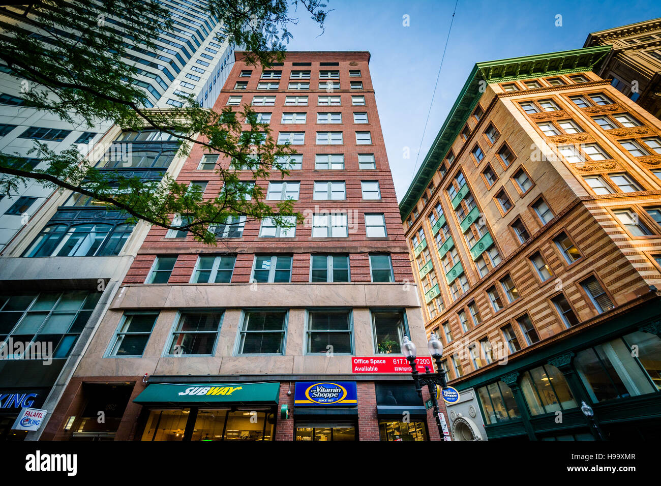 Edifici in Washington Street, a Boston, Massachusetts. Foto Stock