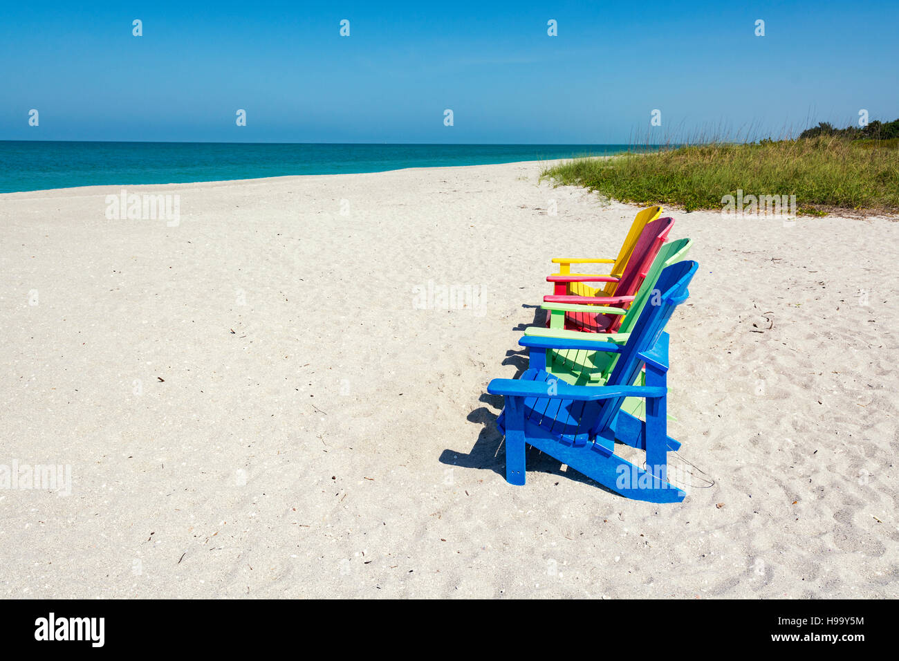 Florida, Captiva Island, Captiva Beach, sdraio in spiaggia Foto Stock