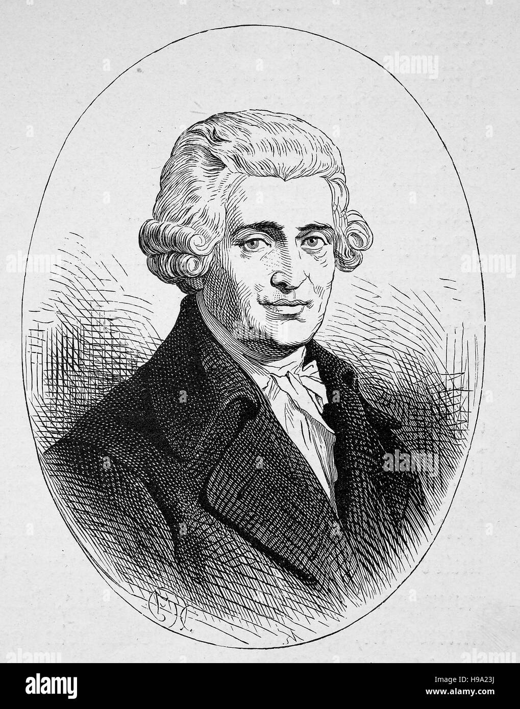 Franz Joseph Haydn, 31 marzo 1732 - 31 maggio 1809, fu un prolifico compositore austriaco del periodo classico, illustrazione storico Foto Stock