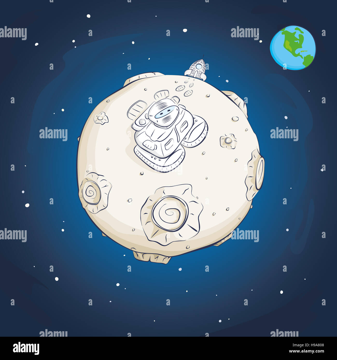 Astronauta sulla luna Foto Stock