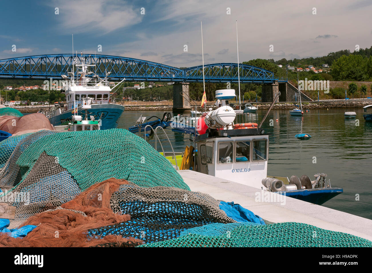 Porto di pesca, Pontedeume, La Coruña provincia, regione della Galizia, Spagna, Europa Foto Stock