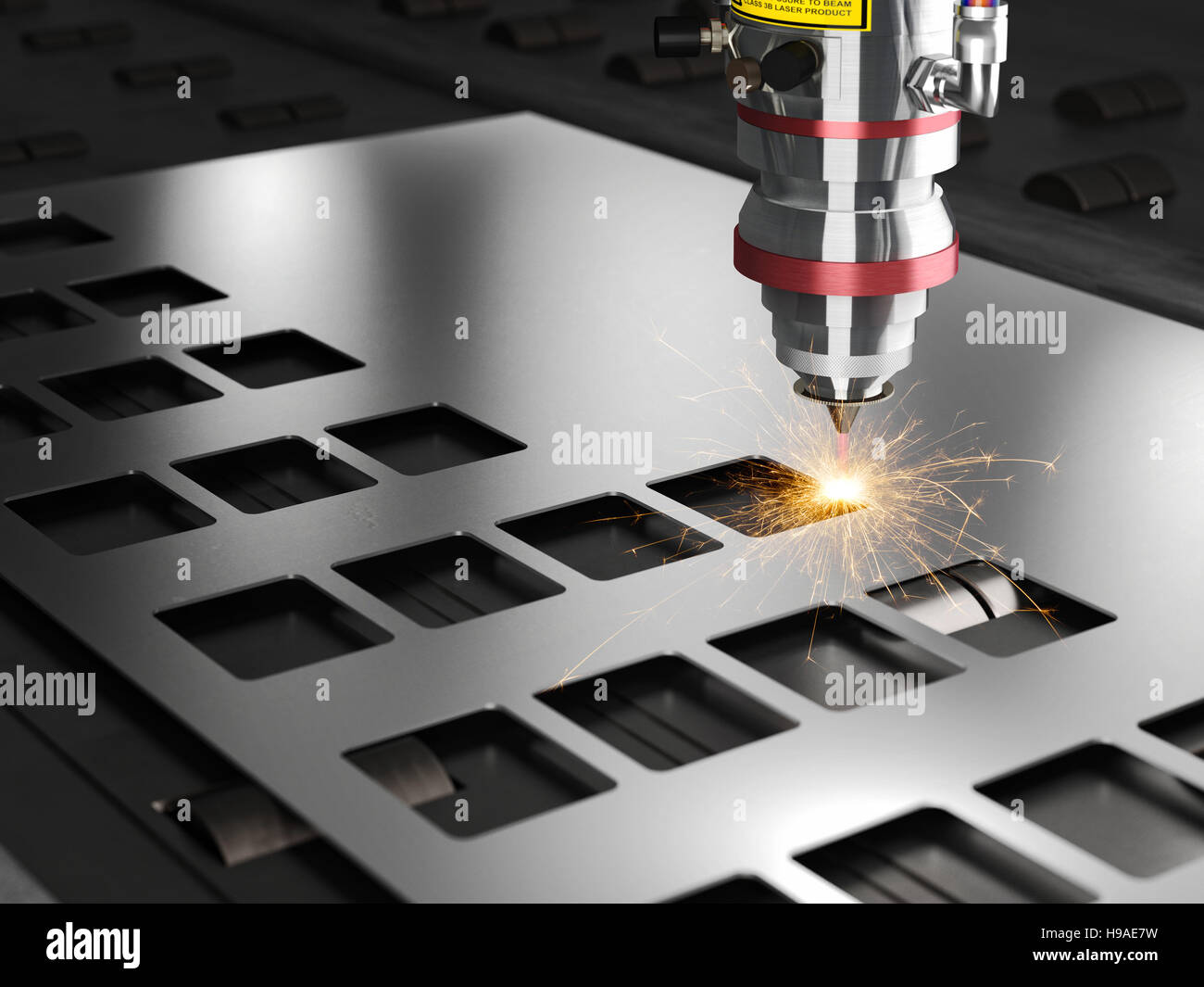 Macchine taglio laser 3D rendering Foto Stock