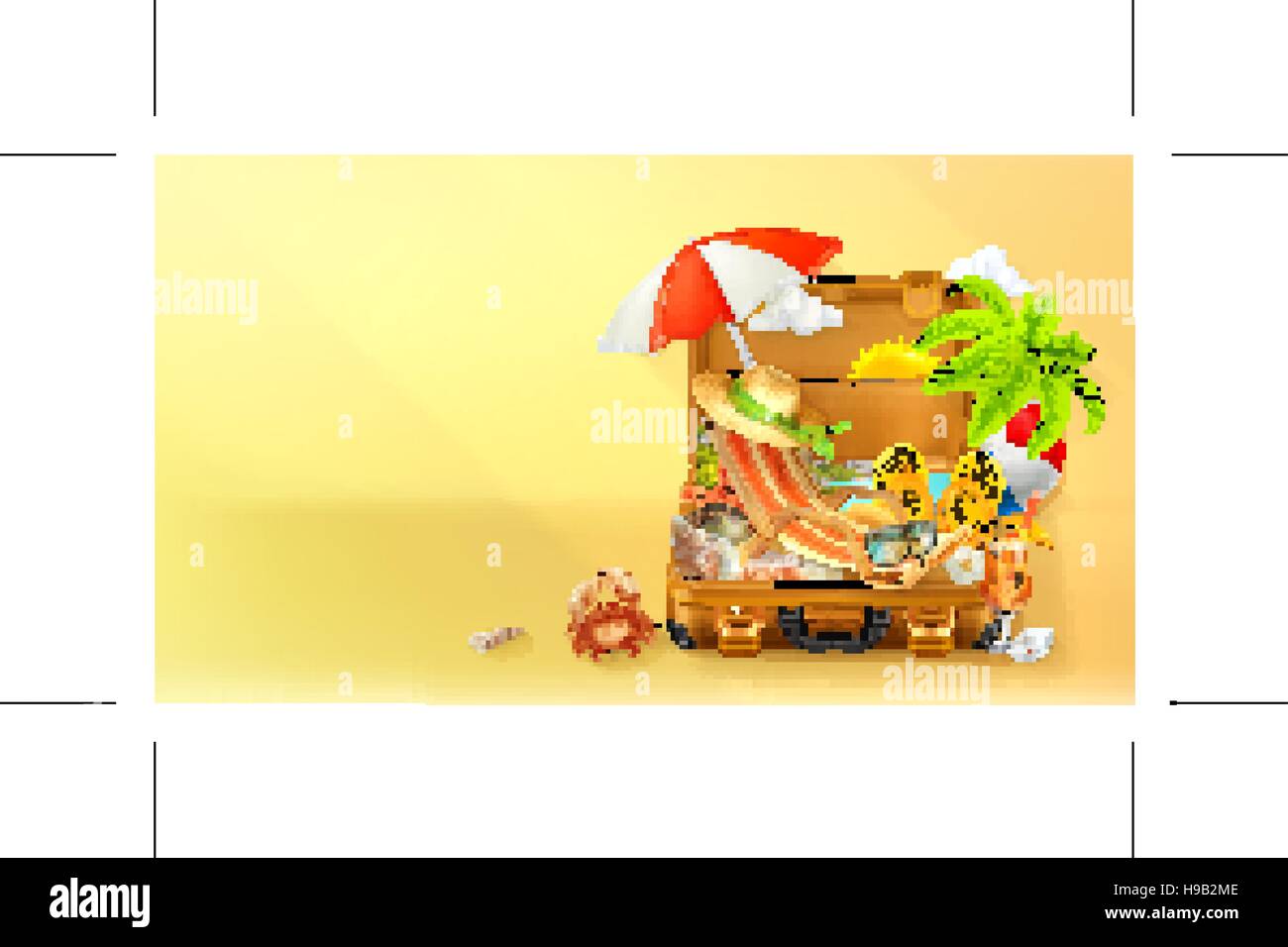 Vacanza in spiaggia. Estate sfondo, illustrazione vettoriale Illustrazione Vettoriale