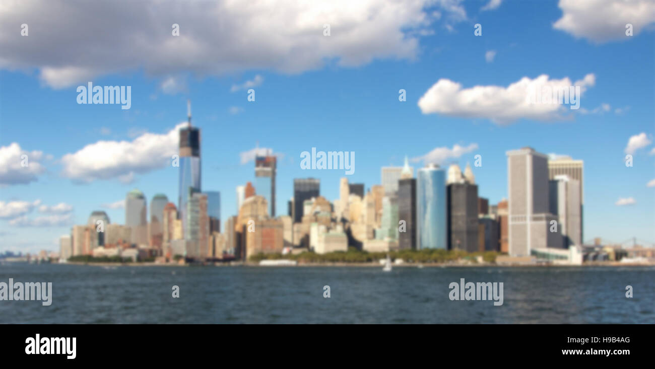 Sfocare lo sfondo di One World Trade Center in costruzione nella skyline di New York nel settembre 2012. Foto Stock