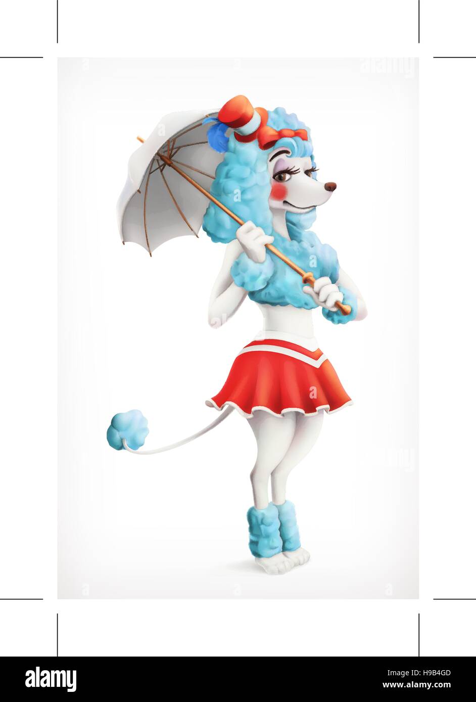 L'attrice circus, poodle, personaggio dei fumetti, vettore mesh Illustrazione Vettoriale