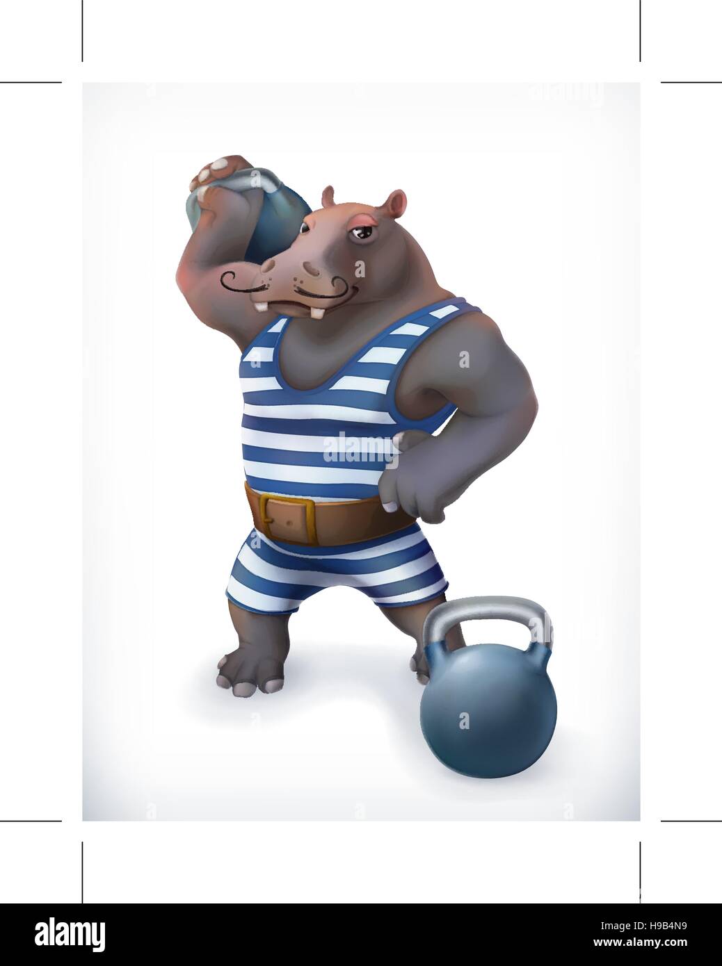 Ippona, circus atleta, divertente personaggio, vettore mesh Illustrazione Vettoriale