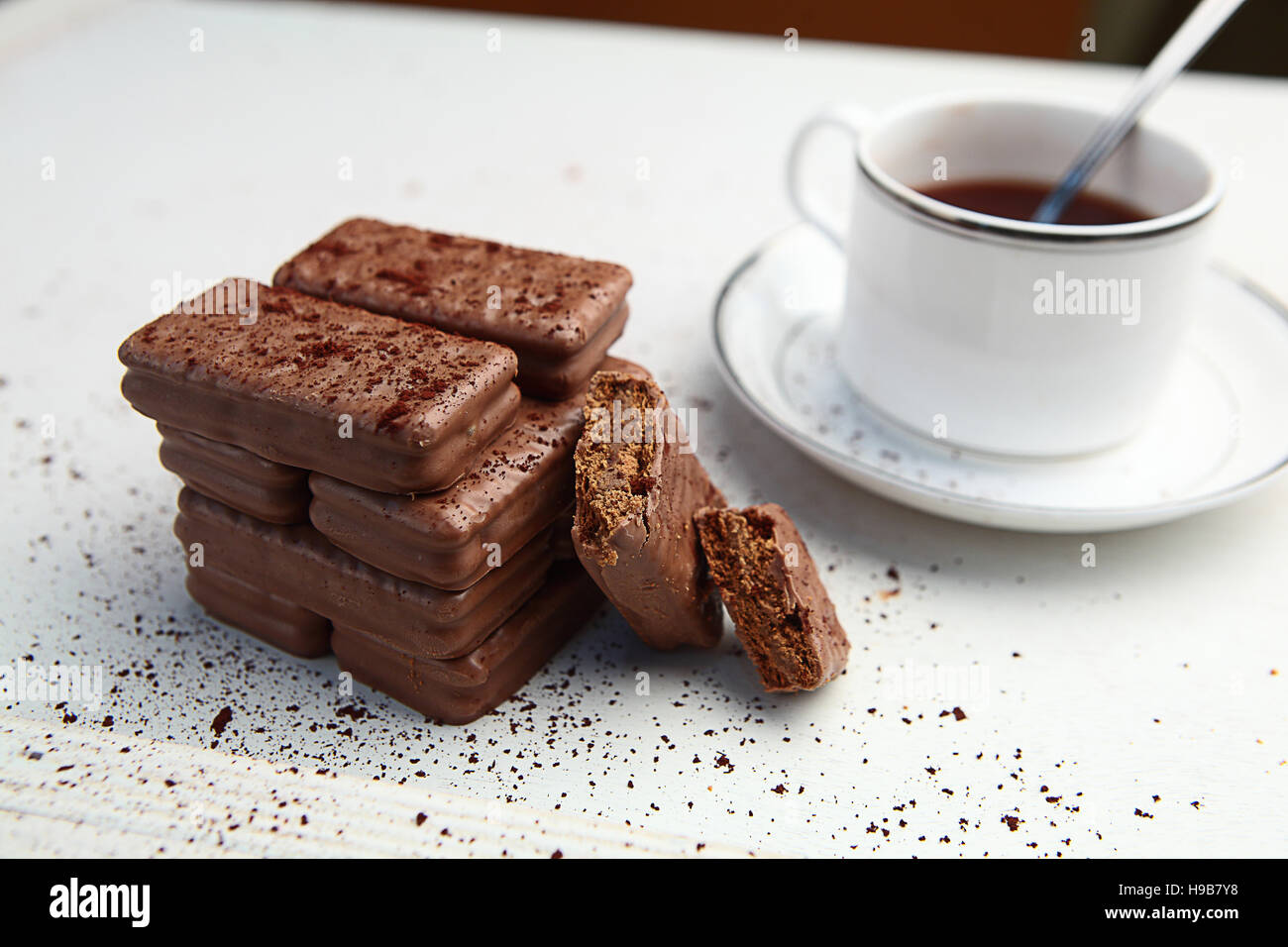 Tazza di caffè con biscotti biscotto Foto Stock