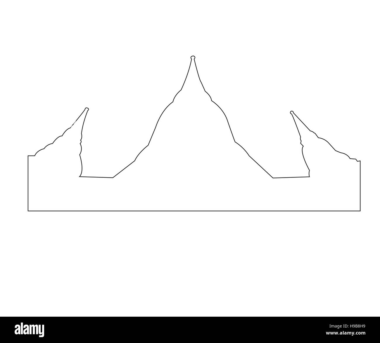 Tempio thailandese percorso su sfondo bianco Illustrazione Vettoriale