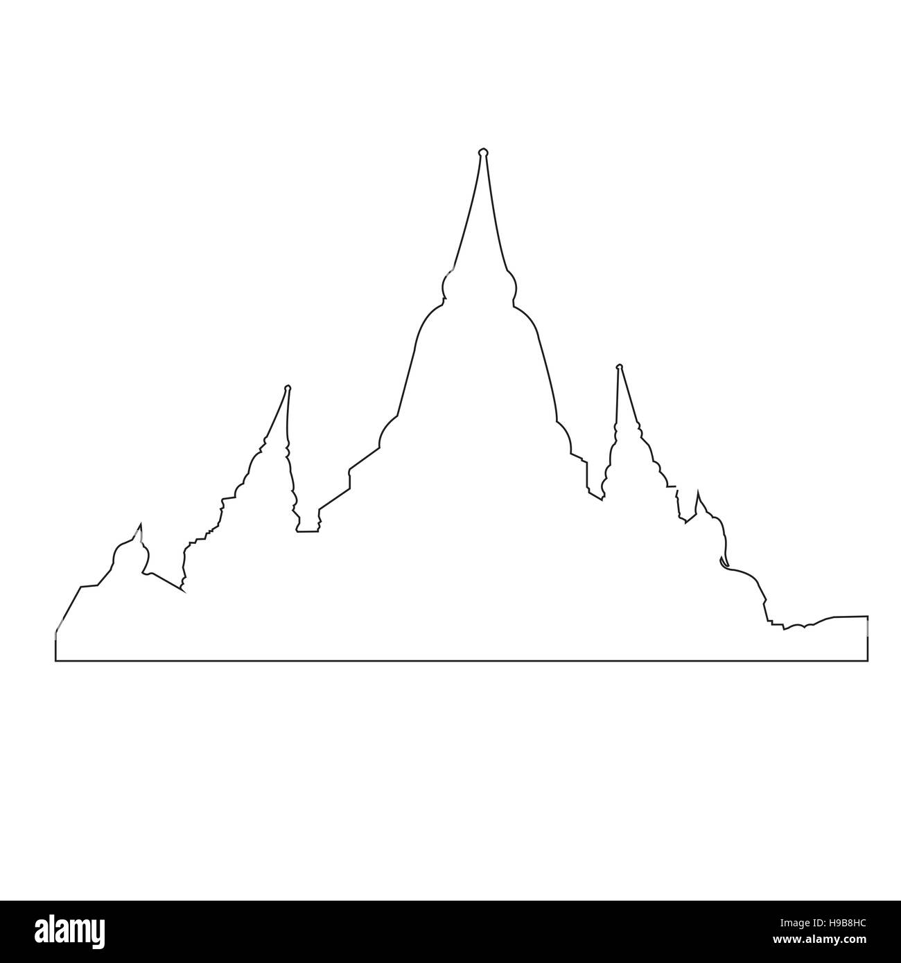 Tempio thailandese percorso su sfondo bianco Illustrazione Vettoriale