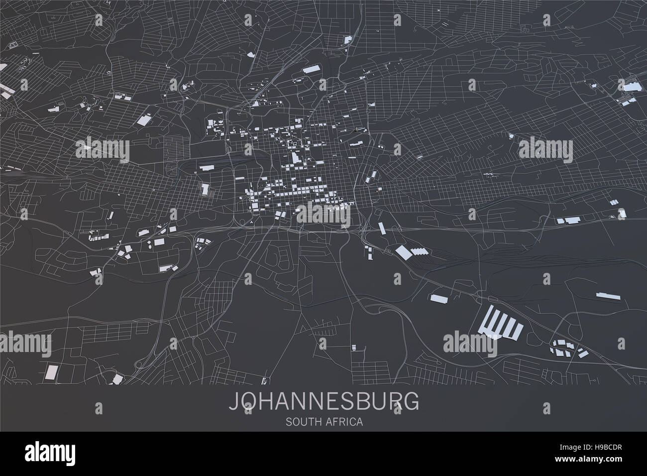 Mappa di Johannesburg, vista satellitare, città, Sud Africa Foto Stock