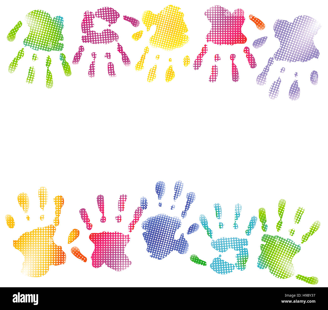Individualità handprint colorati Foto Stock