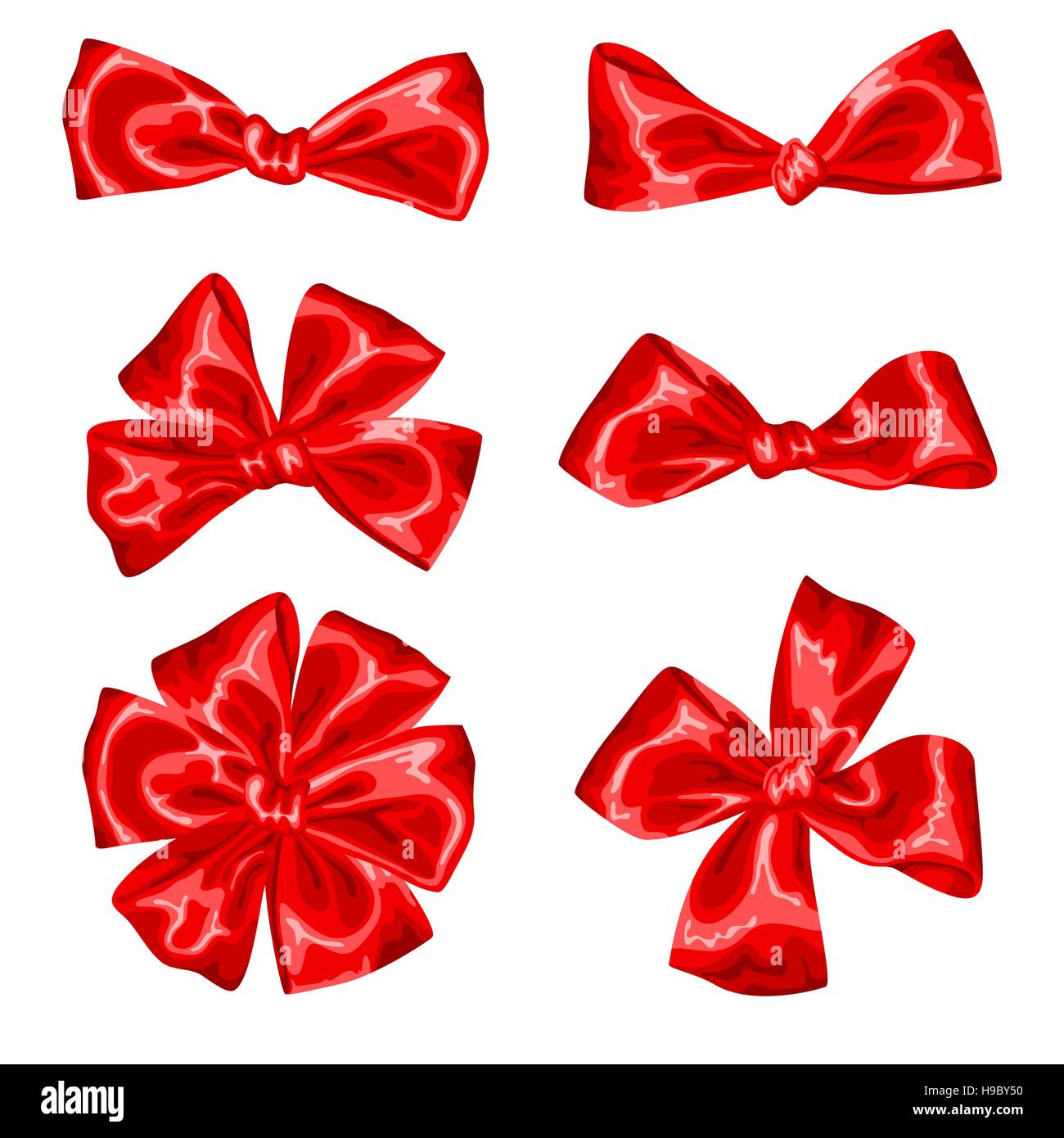 Set di raso rosso dono fiocchi e nastri Illustrazione Vettoriale
