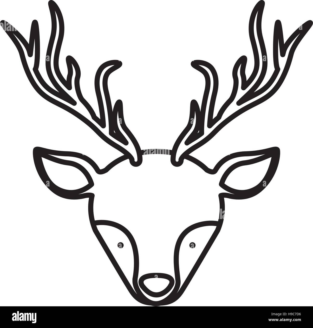 Faccia anteriore silhouette la renna con corna Immagine e Vettoriale - Alamy