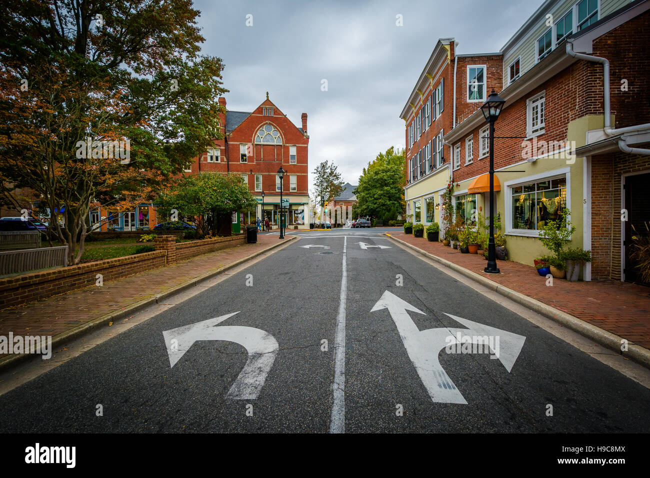 L'intersezione di Dover e le strade di Washington, in Easton, Maryland. Foto Stock