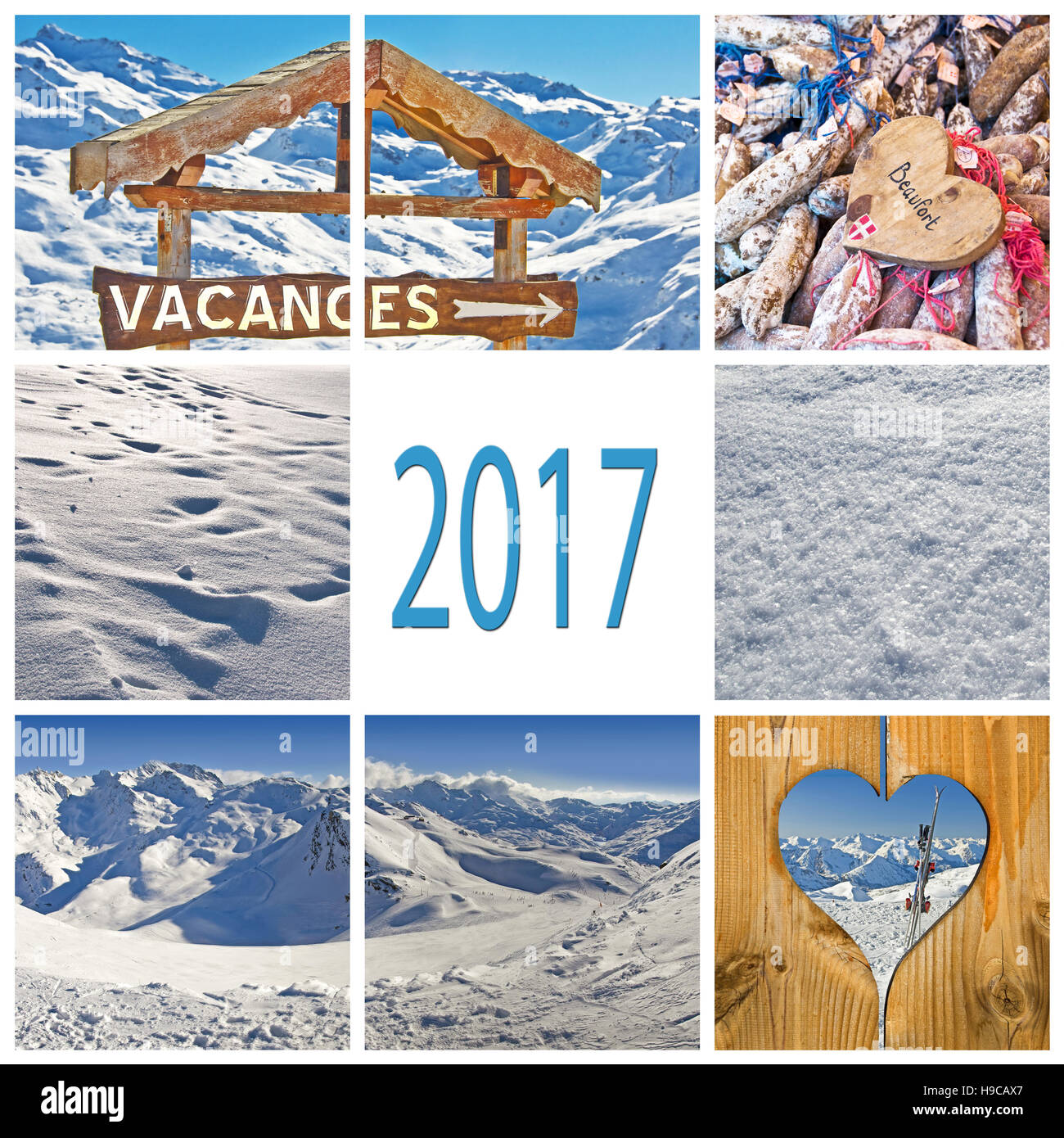 2017 vacanza invernale in Francia collage Foto Stock