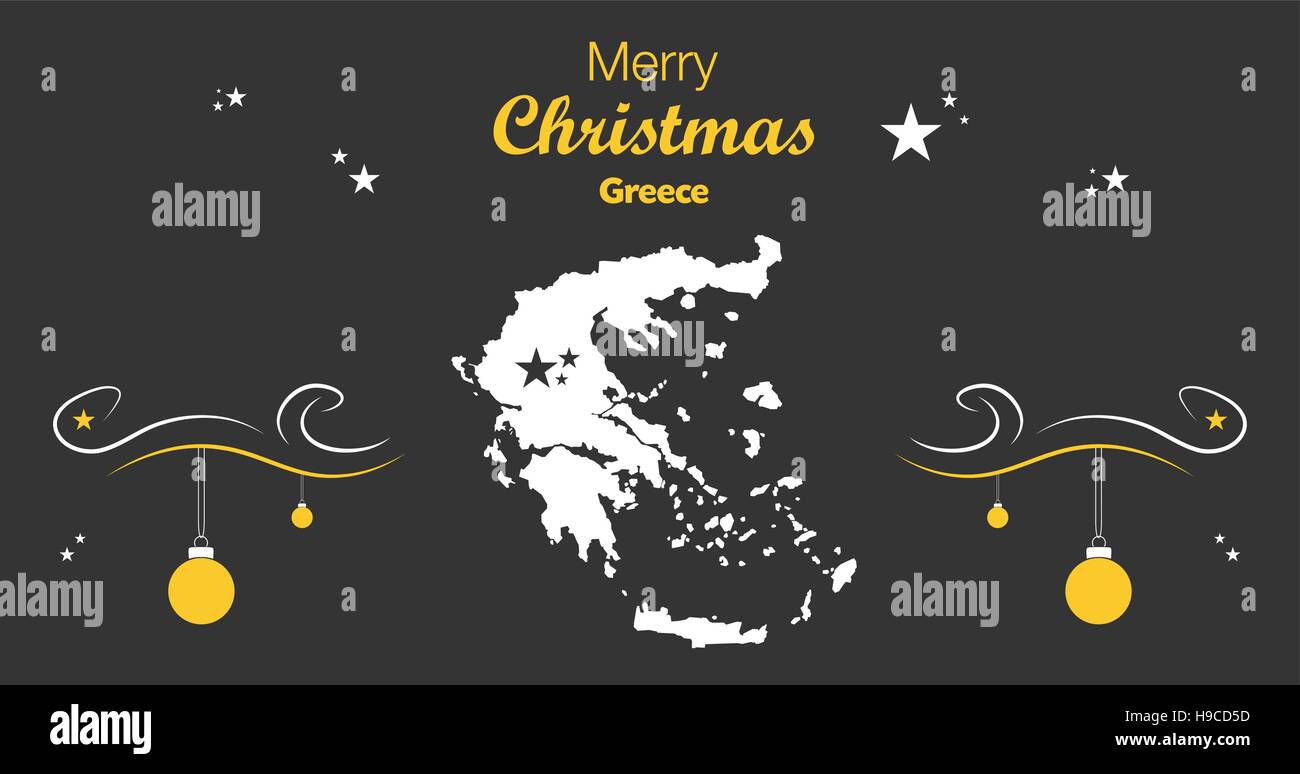 Buon Natale illustrazione con tema mappa della Grecia Illustrazione Vettoriale