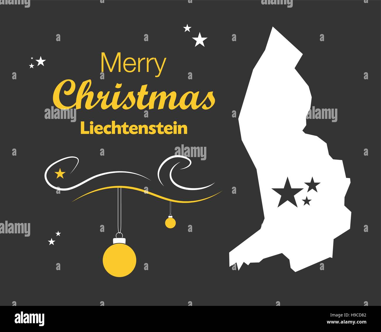 Buon Natale illustrazione con tema Mappa di Liechtenstein Illustrazione Vettoriale