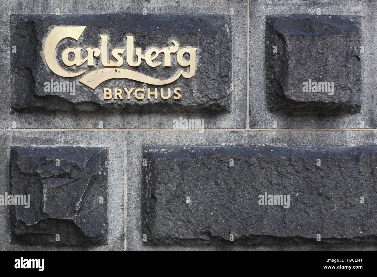 La Carlsberg brewery sign in Copenhagen, Danimarca Foto Stock