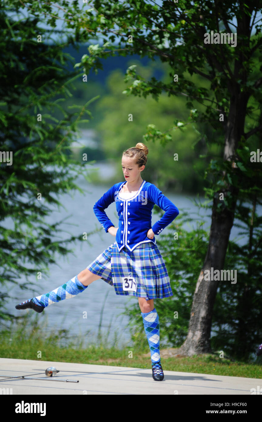 Highland concorso di danza presso l'Highland Games in Haliburton, Ontario, Canada Foto Stock